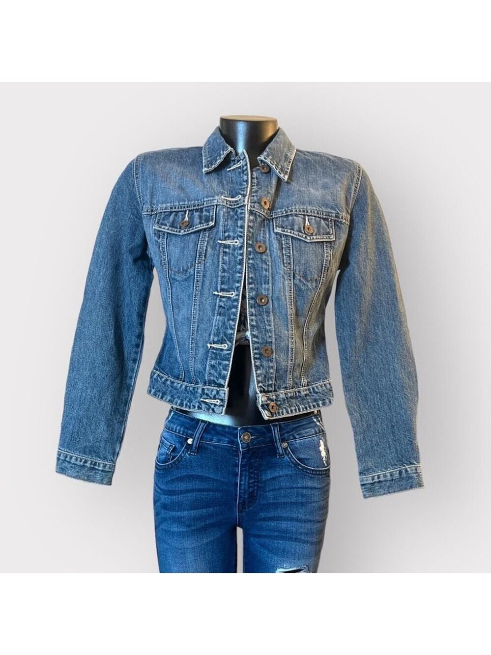 Gap Jeans Vintage Denim Jacket Womens XS Blue 2000 Y2K Cotton Classic Trucker